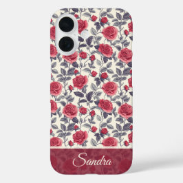 シックな結婚祝いバラの名前 iPhone 16ケース