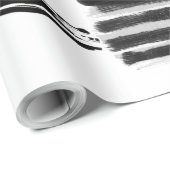 シックな絵を描黒と白のハートパターン ラッピングペーパー (ロールコーナー)