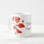 シックな緋色フィールドポピーズリンガーコーヒーマグ マグカップ (正面左)