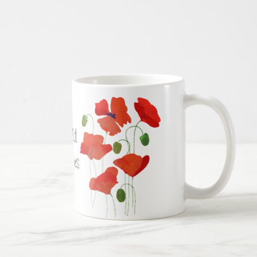 シックな緋色フィールドポピーズリンガーコーヒーマグ マグカップ (右)