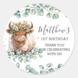 シックな緑のかわいいハイランドカウサンキュービター ラウンドシール