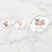 シックな緑のウッドランド動物ベビーシャワーパーティー コンフェッティ (裏面)