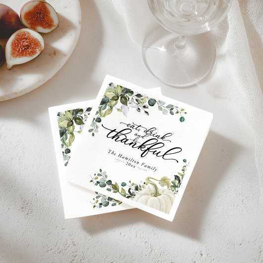 シックな緑のカボチャ感謝祭ディナー スタンダードカクテルナプキン