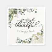 シックな緑のカボチャ感謝祭ディナー スタンダードカクテルナプキン (正面)