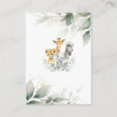 シックな緑のジャングルアニマルズベビーおむつラッフル エンクロージャーカード (裏面)