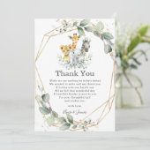 シックな緑のジャングル動物ニュートラルベビーシャワー サンキューカード (スタンド正面)