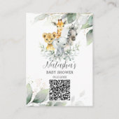 シックな緑のジャングル動物ベビーギフトレジストリQR エンクロージャーカード (裏面)