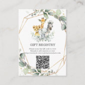 シックな緑のジャングル動物ベビーギフトレジストリQR エンクロージャーカード (正面)