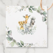 シックな緑のジャングル動物ベビーシャワー誕生日 フェイバータグ (裏面)