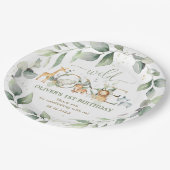 シックな緑のジャングル動物1st誕生日ワイルドワン ペーパープレート (アングル)