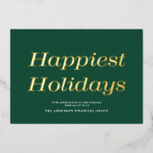 シックな緑のノンフォトビジネス企業の金ゴールド 箔シーズンカード (正面)