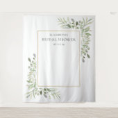 シックな緑のブライダルシャワーフォトブース背景 タペストリー (正面)