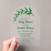 シックな緑のベビーシャワー アクリル招待状 (インサイチュ (ポータブル))