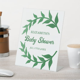 シックな緑のベビーシャワー 台座サイン