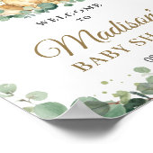 シックな緑のライオンCub男の子ベビーシャワーへようこそ ポスター (角)