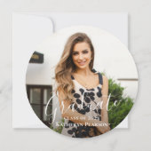 シックな緑のリース金ゴールドグリッター卒業写真 招待状 (裏面)