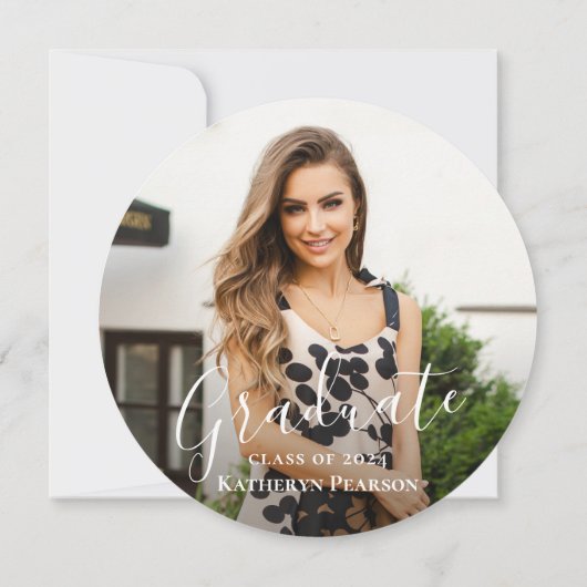 シックな緑のリース金ゴールドグリッター卒業写真 招待状 (裏面)