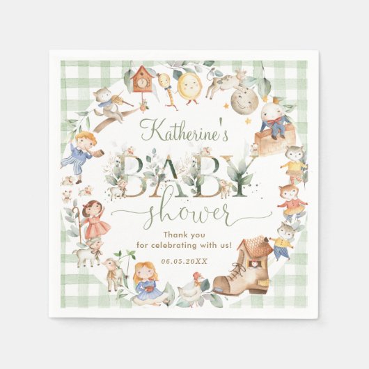 シックな緑の子供部屋ライムニュートラルベビーシャワー スタンダードカクテルナプキン (正面)