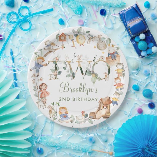 シックな緑の子供部屋ライム2nd誕生日ニュートラル ペーパープレート (パーティー)