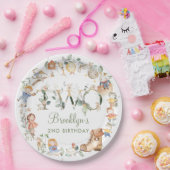 シックな緑の子供部屋ライム2nd誕生日ニュートラル ペーパープレート (パーティー)
