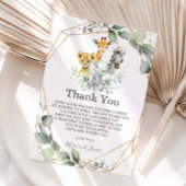 シックな緑の幾何学的なジャングル動物の赤ちゃんシャワー サンキューカード