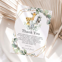 シックな緑の幾何学的なジャングル動物の赤ちゃんシャワー