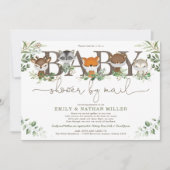 シックな緑の森の動物の赤ちゃんシャワーbyメール 招待状 (正面)