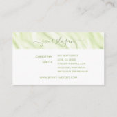 シックな緑の白い書道名の署名髪 名刺 (裏面)