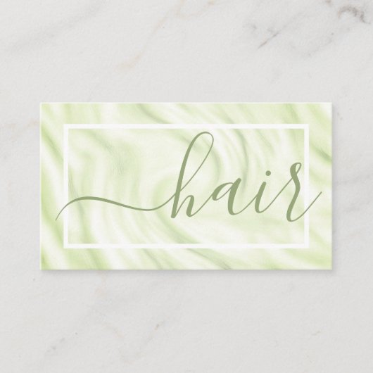 シックな緑の白い書道名の署名髪 名刺 (正面)
