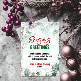 シックな緑の白い毛織冬クリスマスパーティー シーズンカード