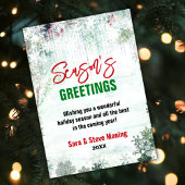 シックな緑の白い毛織冬クリスマスパーティー シーズンカード