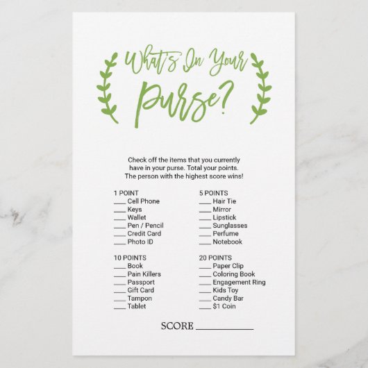 シックな緑の花嫁のゲームをよく知っている チラシ (裏面)