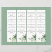 シックな緑の葬式ブックマークテンプレート (裏面)