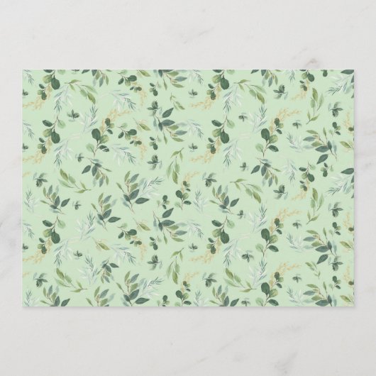 シックな緑の象男女兼用の赤ちゃんシャワー メニュー (裏面)