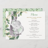 シックな緑の象男女兼用の赤ちゃんシャワー メニュー (正面/裏面)