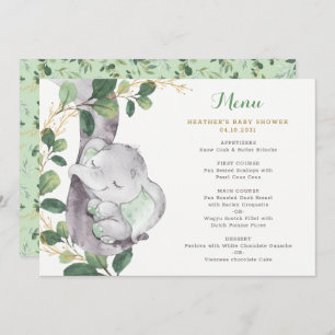 シックな緑の象男女兼用の赤ちゃんシャワー メニュー