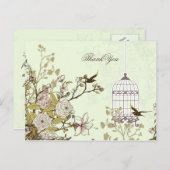 シックな緑の鳥のケージ、愛鳥ありがとう ポストカード (正面/裏面)
