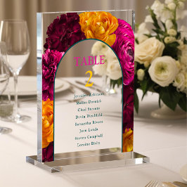 シックな緑の黄色のピンクのフローラ結婚の座席 アクリルサイン