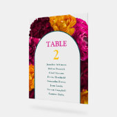 シックな緑の黄色のピンクのフローラ結婚の座席 アクリルサイン (傾斜)