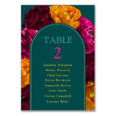 シックな緑の黄色のピンクのフローラ結婚の座席 テーブルナンバー (裏面)