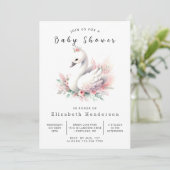 シックな編集可能なスワンベビーシャワー 招待状 (スタンド正面)