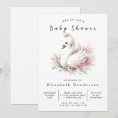 シックな編集可能なスワンベビーシャワー 招待状 (正面/裏面)