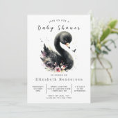 シックな編集可能なスワンベビーシャワー 招待状 (スタンド正面)