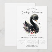 シックな編集可能なスワンベビーシャワー 招待状 (正面/裏面)