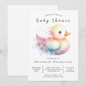 シックな編集可能アヒル赤ちゃんシャワー 招待状 (正面/裏面)