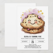 シックな編集可能チョコレートクッキー誕生日 招待状 (正面/裏面)
