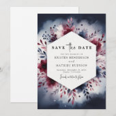 シックな編集可能ブルゴーニュ セーブザデート (正面/裏面)