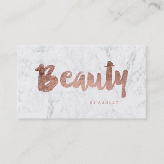 シックな美しいのモダンのばら色の金ゴールドのタイポグラフィの大理石 名刺 (正面)