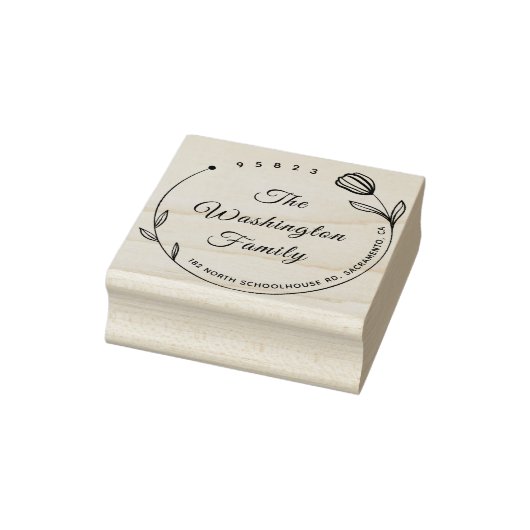 シックな美しい花の丸い家族の名前 ラバースタンプ (スタンプ)