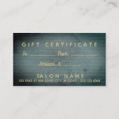 シックな美容師の美容師のギフト券 割引カード (裏面)